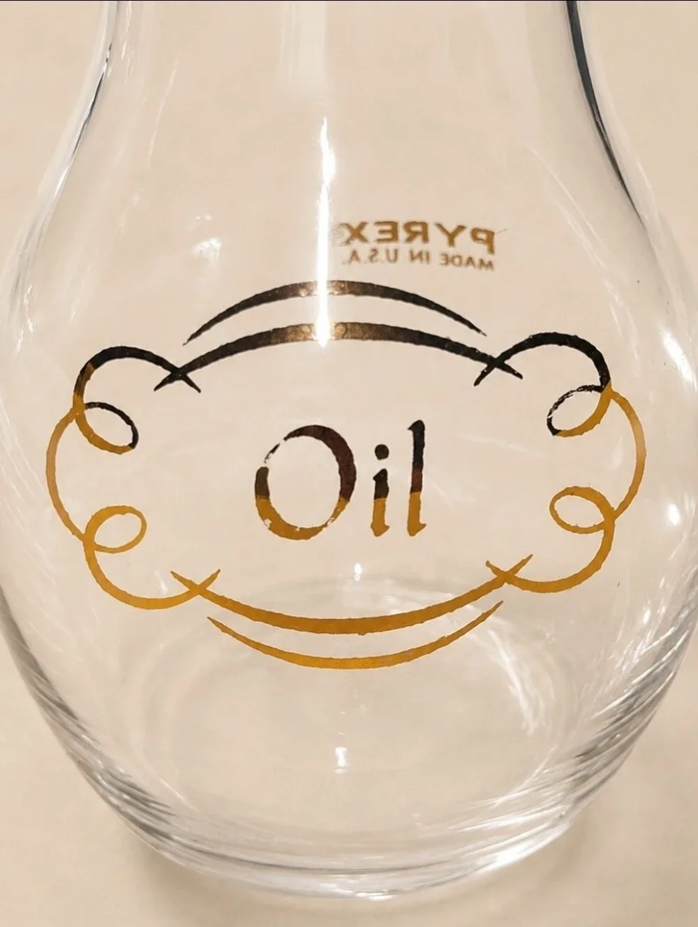 Vintage PYREX No 100 Oil Cruet Gold Black MCM Glass Made USA 1960s